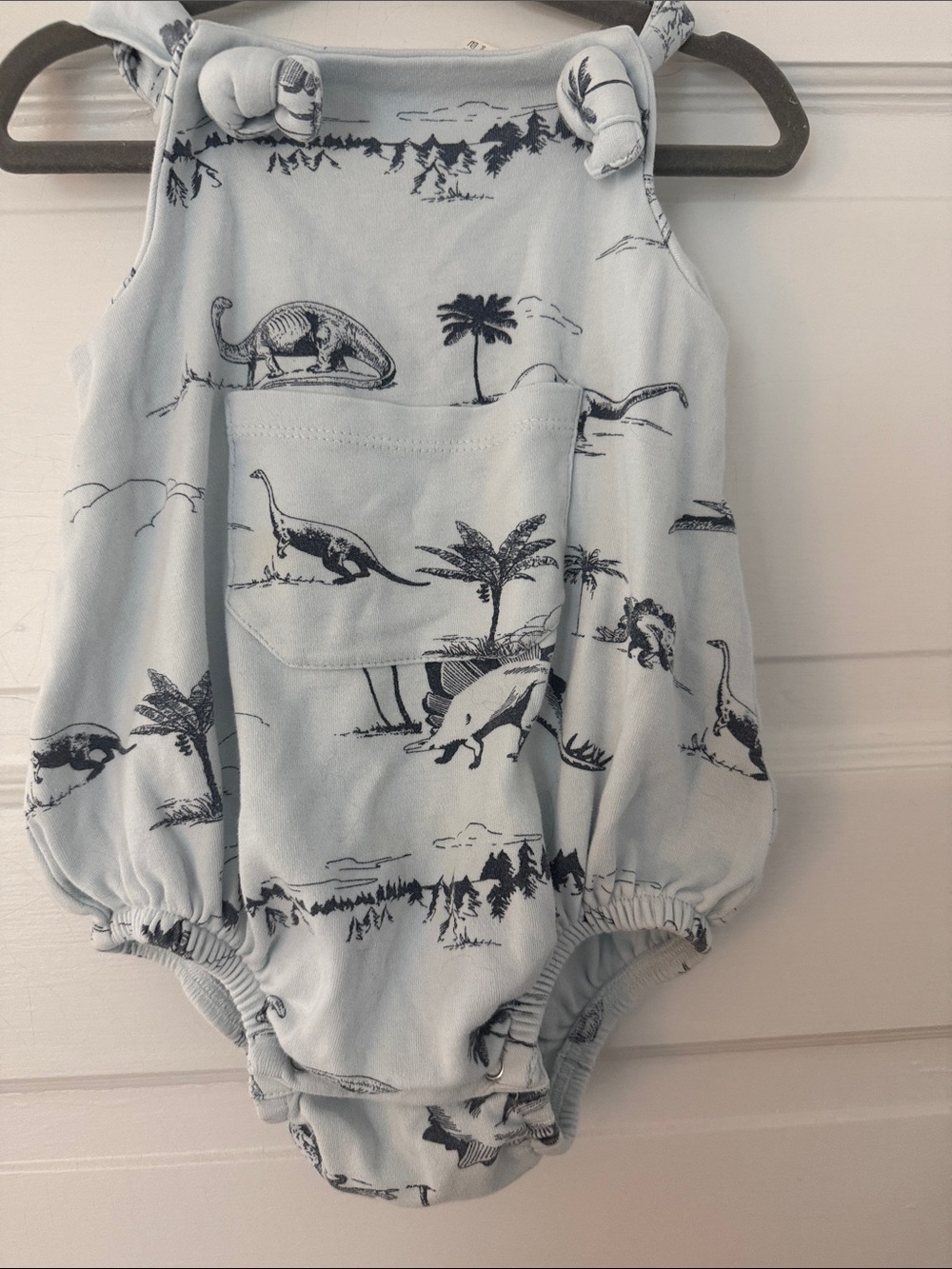 Kate Quinn Baby Romper/Bubble with Dinosaur Print - Light Blue